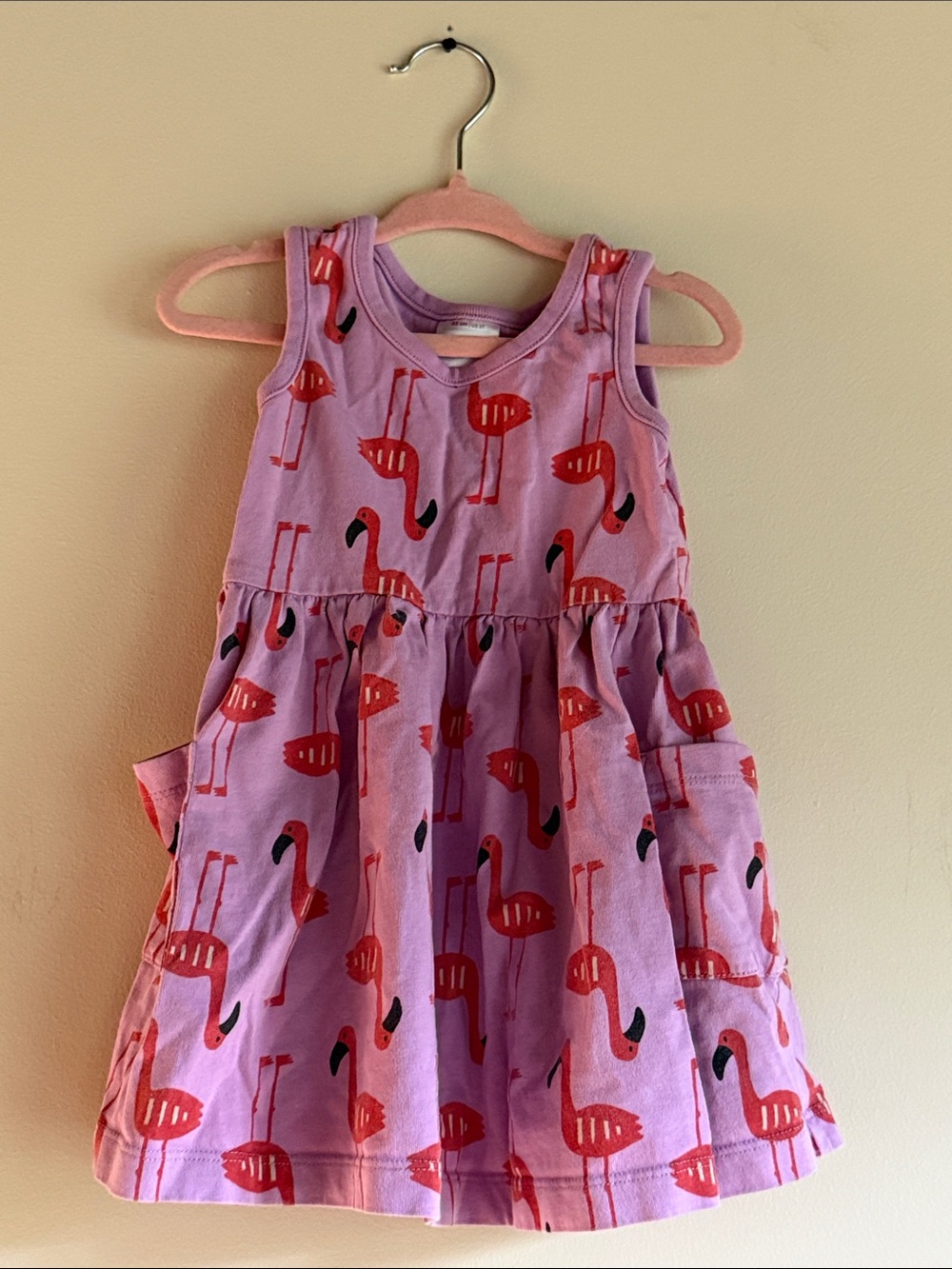 HANNA ANDERSSON Lavender Sundress with Coral Flamingo Print